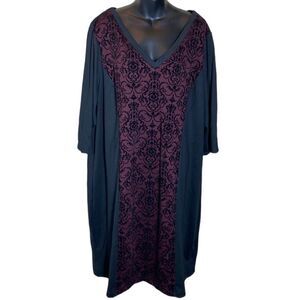 Catherine’s dress 3x new black maroon colorblock filligree velvet vamp